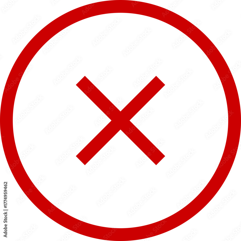 Fototapeta premium Red cancel or error icon in circle