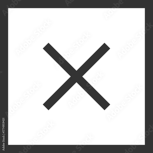 Black cancel or close icon in square