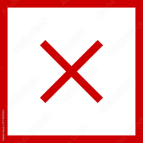 Red cancel icon with square background