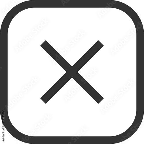 Rounded black cancel icon with cross mark