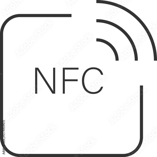 NFC square icon with top signal arcs