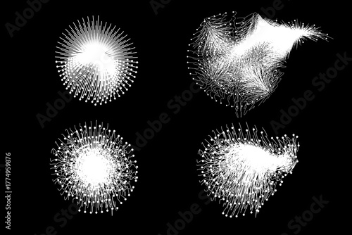 abstract starry vector background with glowing light and colorful fireworks