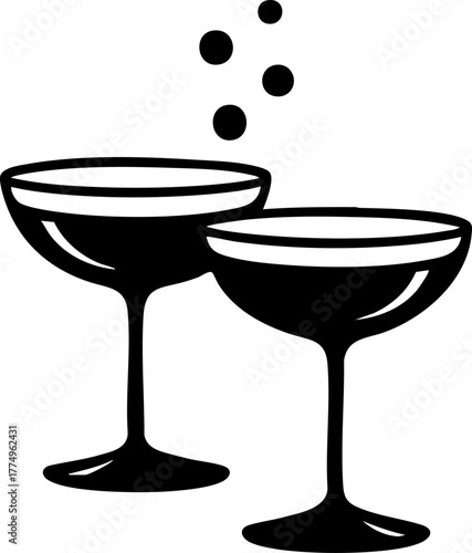 Cheers Champagne Glasses Toast Clipart for Celebrations