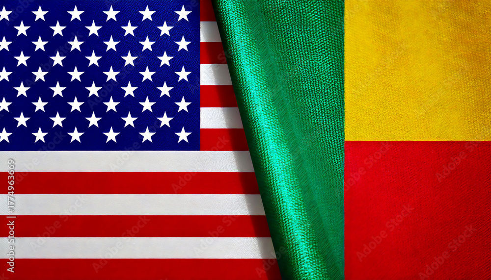 Obraz premium アメリカの国旗とベナンの国旗(USA Flag & Benin flag.) 