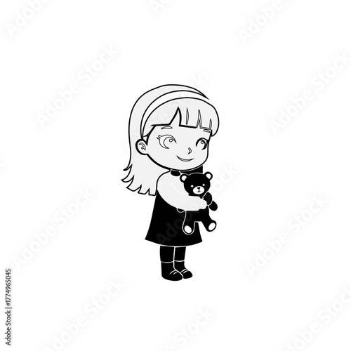 Little Girl Hugging Bear