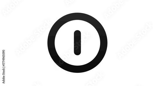 Universal Black Power Button Icon on White, On Off Standby Symbol for Technology, UI/UX, and Electronic Devices