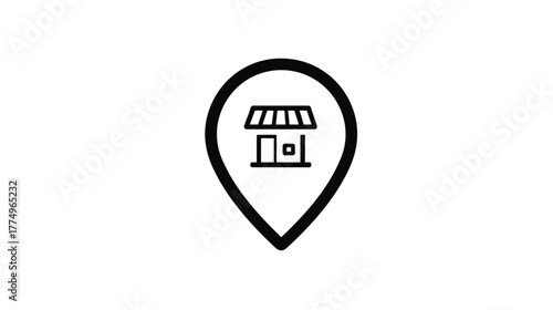 Store location map pin icon. Local business locator symbol, shop address marker, retail point graphic element