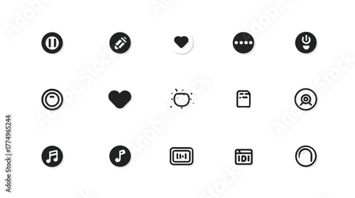 Digital UI UX Icons Set. Web Design, Mobile App Interface Elements. Modern Flat Graphic Symbols for Applications
