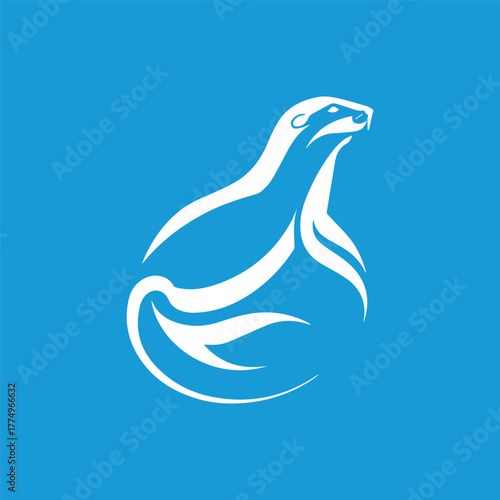 Silhouette style minimal sea lion t-shirt design featuring bold black vector art of a sea lion, perfect for ocean lovers, marine life enthusiasts, animal art fans, minimalist fashion admirers, and mod