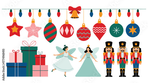 Christmas Decoration Ornaments with Angel and Nutcrackers