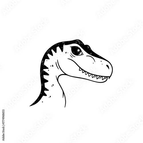 Allosaurus. Allosaurus simple black and white line art vector logo