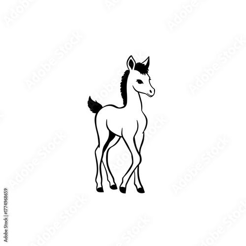 foal. foal simple black and white line art vector logo