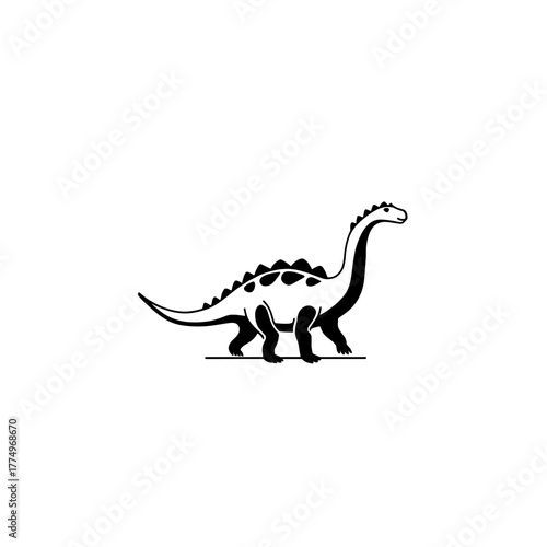 Iguanodon. Iguanodon simple black and white line art vector logo