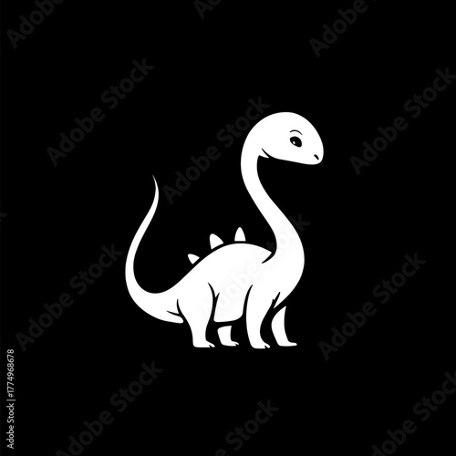 Maiasaura. Maiasaura simple black and white line art vector logo