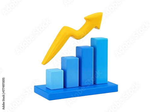 3d minimal data analysis icon. soaring finances. Strengthening currency. A bar graph with an arrow rising. 3d illustration. Free Download 3d minimal data analysis icon. soaring finances. Strengthening currency. A bar graph with an arrow rising. 3d illustration. - GFXLoad