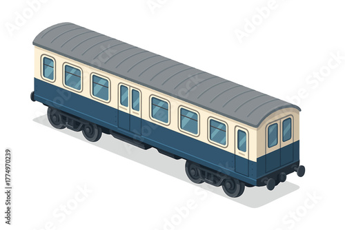 Isometric Railway Carriage Detailed Passenger Car Illustration