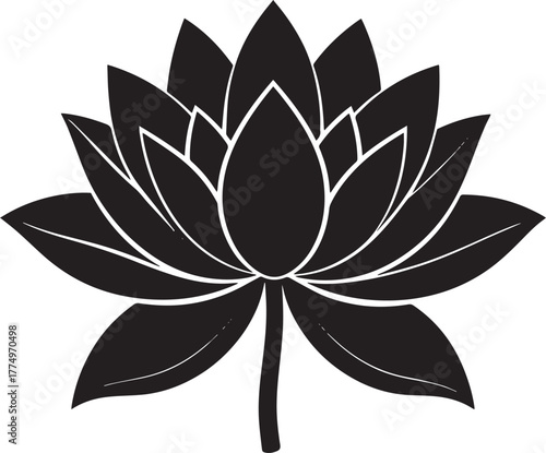  Sacred Lotus Flower Silhouette Vector Illustration