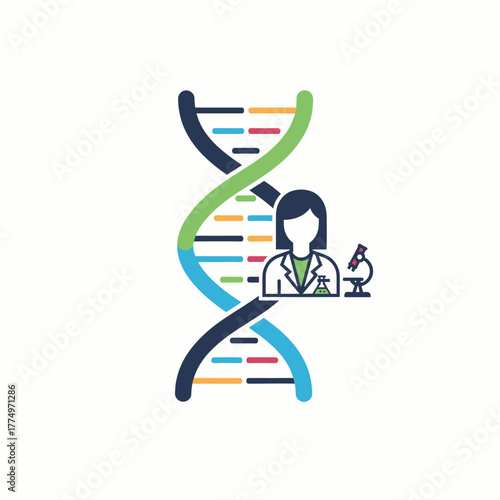 Scientist Studying DNA Structure and Genetics Research.