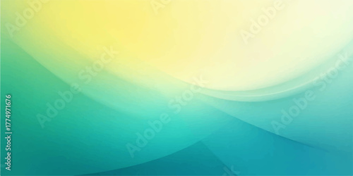 Bright orange sun and yellow light shape a summer wave design on an abstract blue background with flowing lines