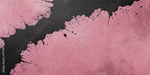 Aged abstract pink watercolor background with brown grunge texture on vintage paper surface