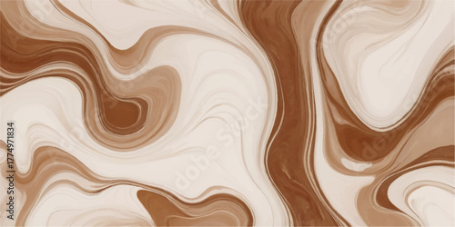 Seamless pattern of dark melted chocolate with a flowing liquid swirl texture for a sweet brown dessert background design