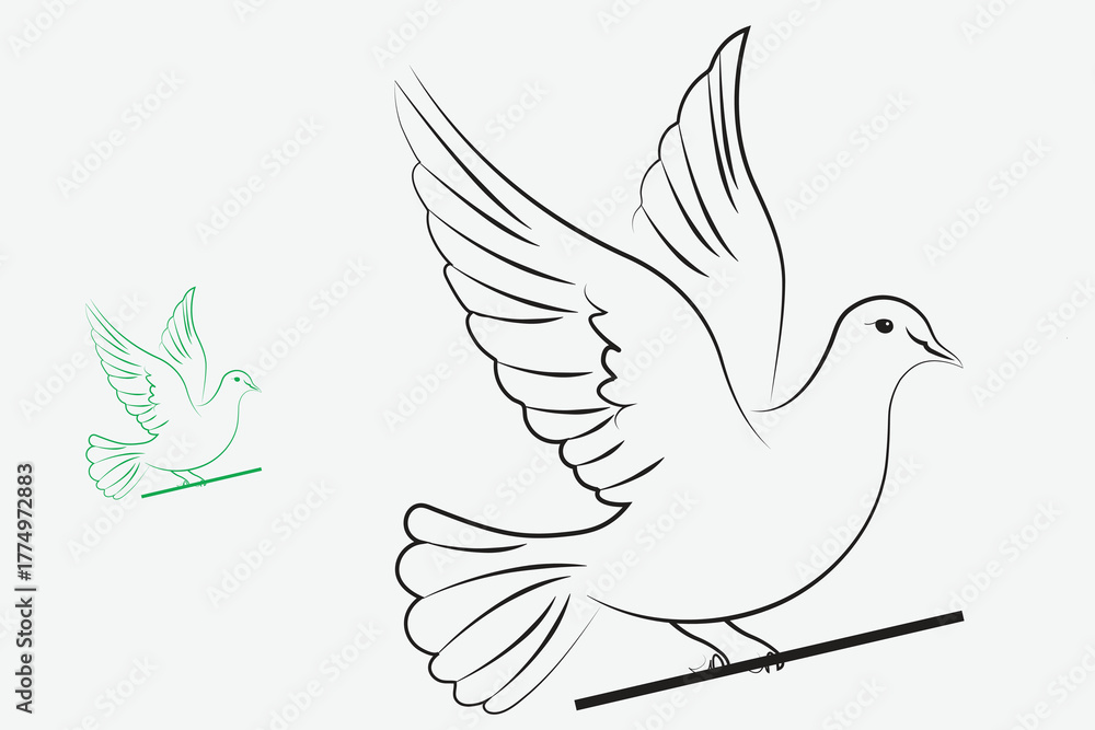 Obraz premium Peace Dove Illustration with Simple Sketch Outline