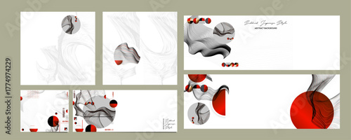 Poster design Japanese style templates set invitations to lines abstract background for book cover texture brochure