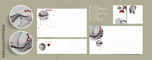 Poster design Japanese style templates set invitations to lines abstract background for book cover texture brochure