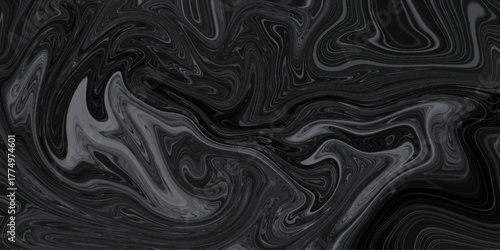 Abstract black & white silk and liquid marble background. Trendy dark liquid marble style. The texture of mix color and black marble pattern modern style Liquid background. 