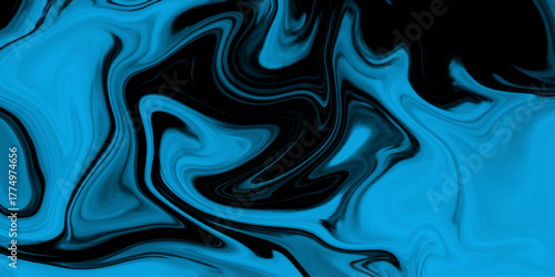 Abstract turquoise and black marbled texture with glitter effect, Colorful marble surface. Dark blue marble pattern of the blend of curves. Marble ink texture abstract background design.