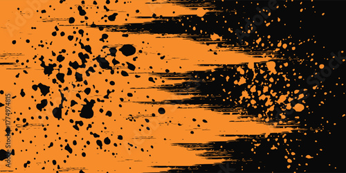 orange black brush Car sticker wrap pattern banner abstract sporty lines black orange color combination grunge brush modern pattern racing motorsport vector design.