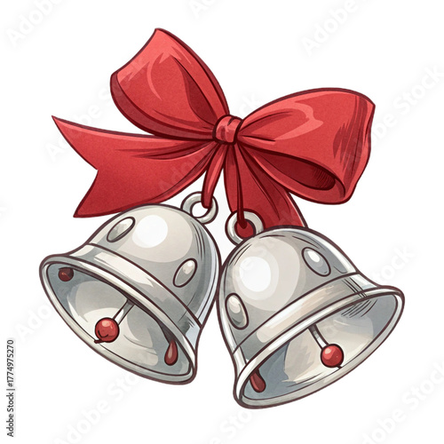 Christmas Jingle Bells with Red Ribbon Bow