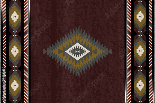 Perfect for textile design, home decor, or vintage boho backgrounds.Red Southwestern geometric area rug pattern inspired by Native American tribal designs.