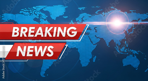 Vector Illustration Breaking News Live Banner on Glowing World Map Business Interface Background