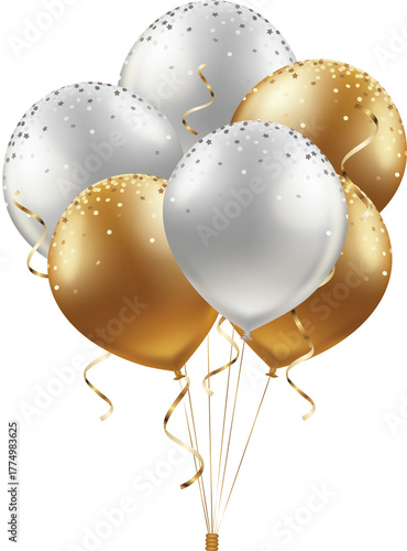 Black Banner Label with Hanging Balloon PNG