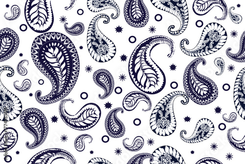 Vintage Dark Paisley Seamless Pattern – Classic Ornamental Perfect for textiles, wallpapers, packaging, fabric prints, gift wrapping, and decorative design projects seeking a warm,