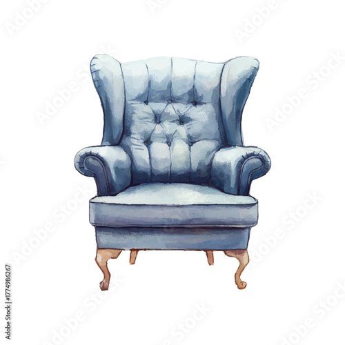 Blue Armchair Vector Illustration Design