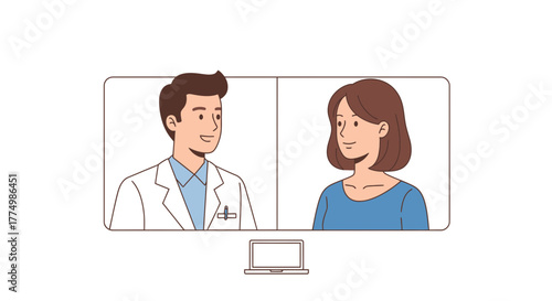 Doctor Consults Woman Patient Online via Telemedicine on Laptop, Providing Convenient Healthcare and Medical Advice from Home with Modern Digital Connection