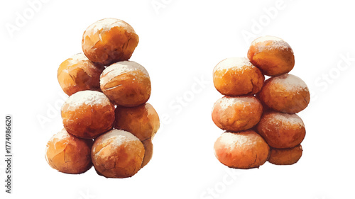 Delicious Loukoumades Vector Illustration Freshly Cooked Dough Balls