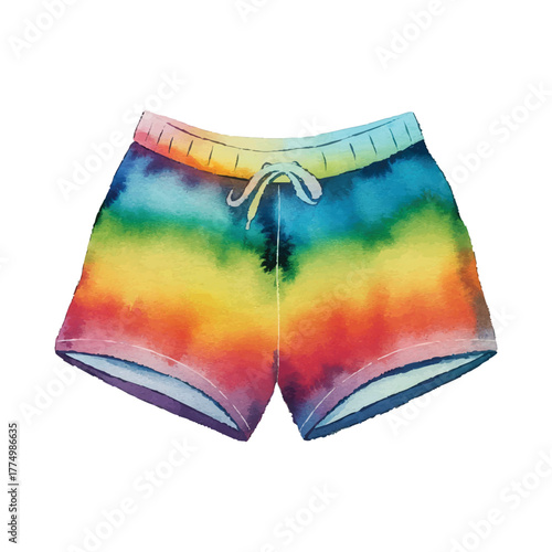 Rainbow Shorts Vector Illustration Summer Apparel Fashion Design