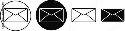 Modern email communication icon set with diverse color options