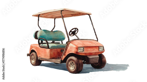 Golf Cart Vector Illustration on Transparent Background