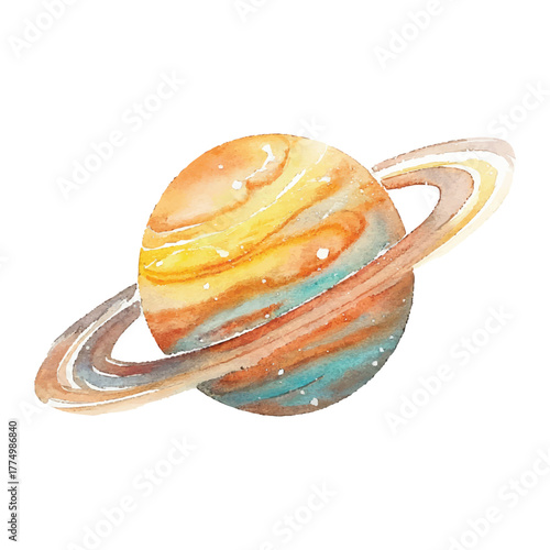 Saturn Planet Vector Illustration on Transparent Background