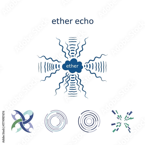 Ether Echo Logo Design with Cloud and Wave Patterns.