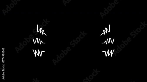 Handdrawn displays white cartoonish symbols of text emphasis and emotion in simple charming style animation
