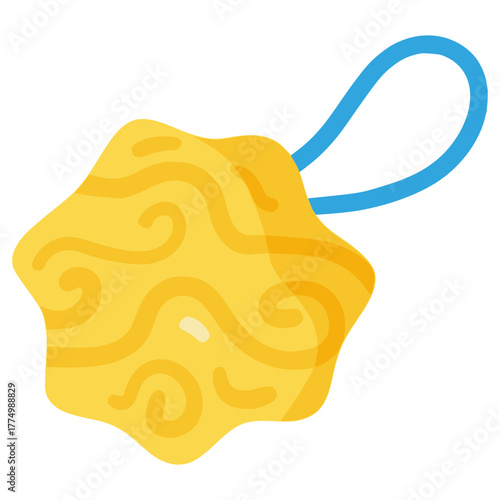 Shower puff body scrubber clean flat color vector illustration template design