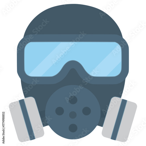 Gas mask safety equipment toxic poison flat color vector illustration template design