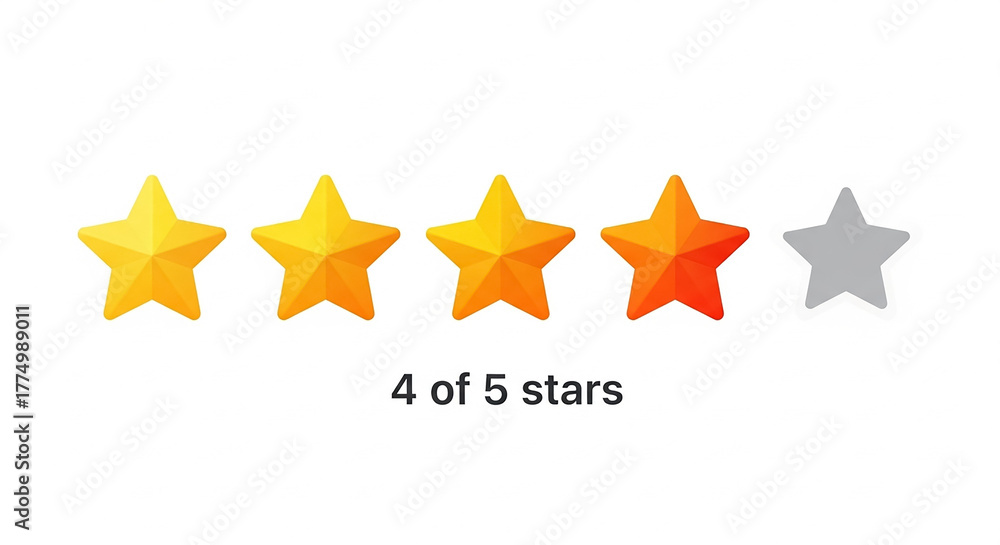 Fototapeta premium Four out of five golden customer rating stars