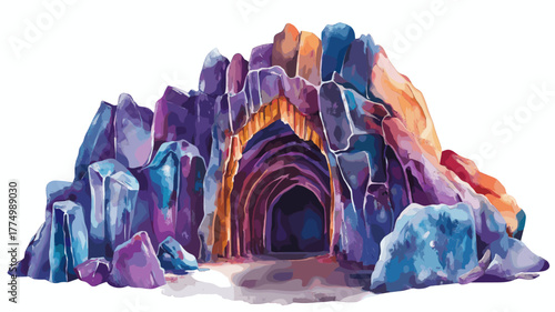 Salt Cathedral of Zipaquira. Salt Cathedral of Zipaquira hand drawn watercolor illustration