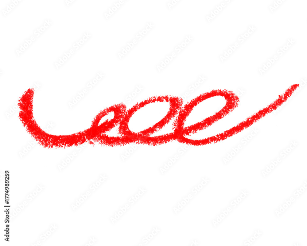 Fototapeta premium Red scribble line drawn with crayon isolated on transparent background for decoration